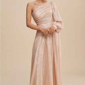 BHLDN - Jade - Metallic - One-Shoulder Blush Dress
